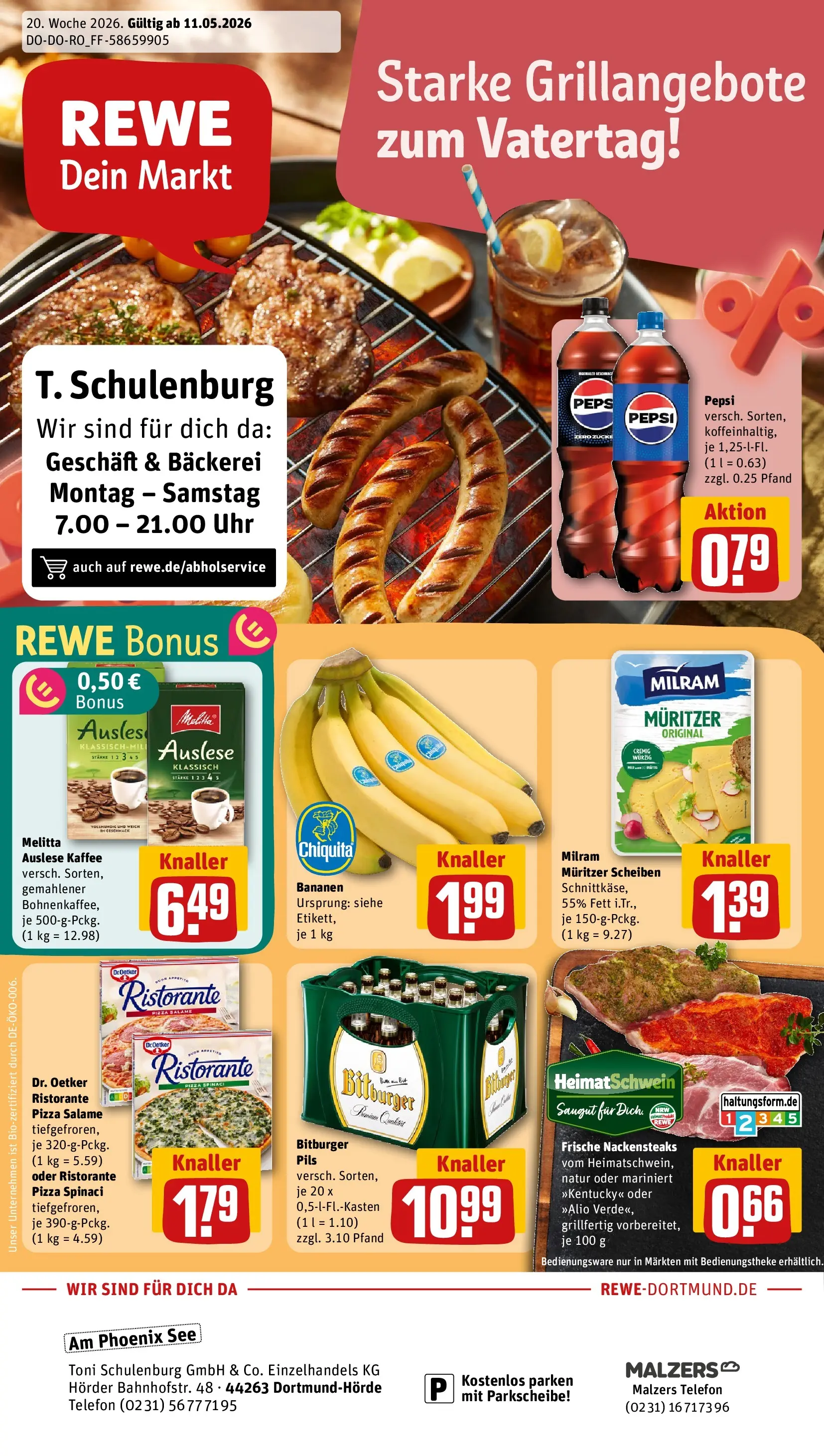REWE Prospekt ab 10.05.2026 zum Blättern » Angebote | Seite: 1 | Produkte: Ristorante, Bäckerei, Pepsi, Telefon