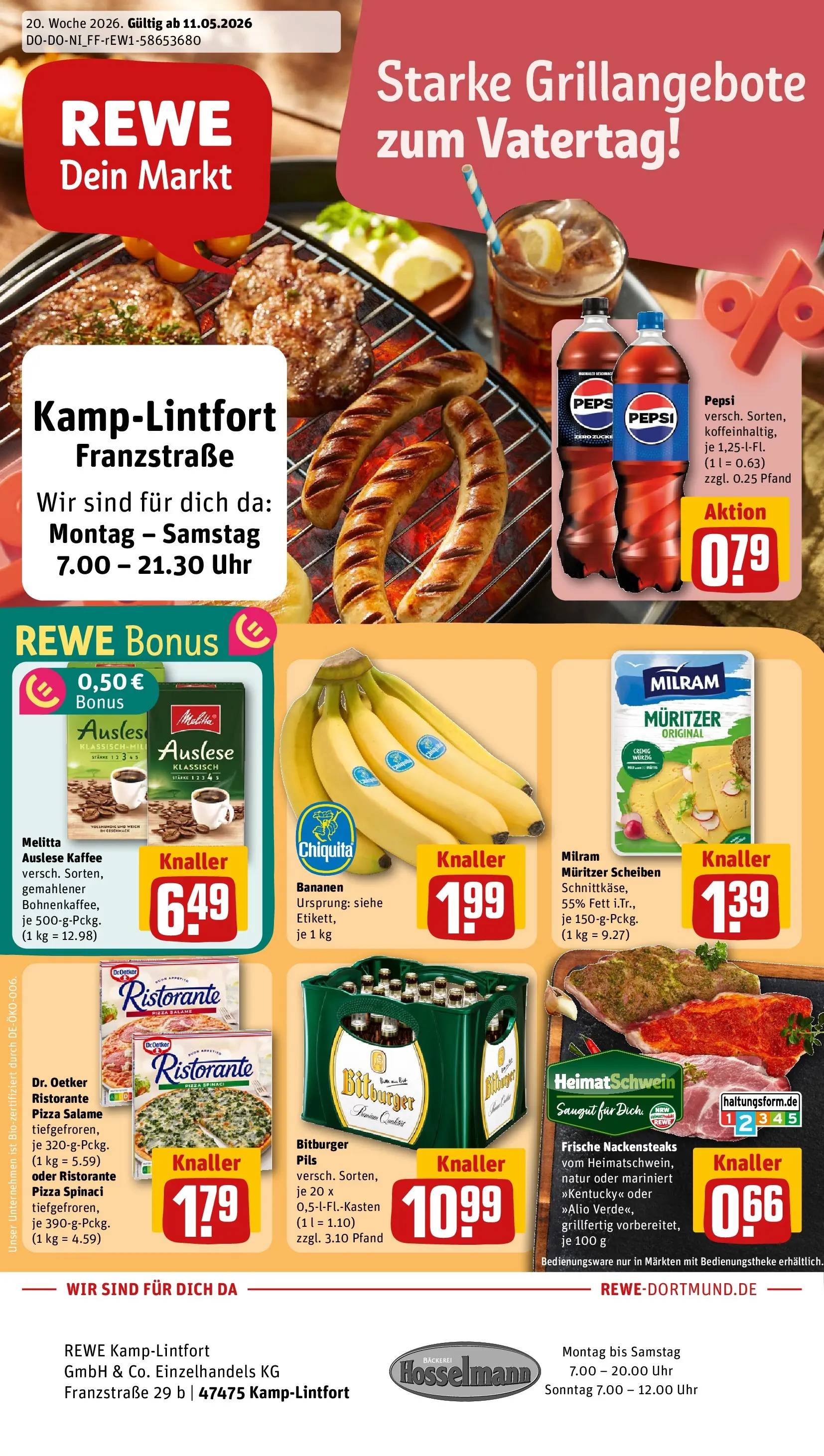 REWE Prospekt ab 10.05.2026 zum Blättern » Angebote | Seite: 1 | Produkte: Ristorante, Nackensteaks, Melitta, Uhr