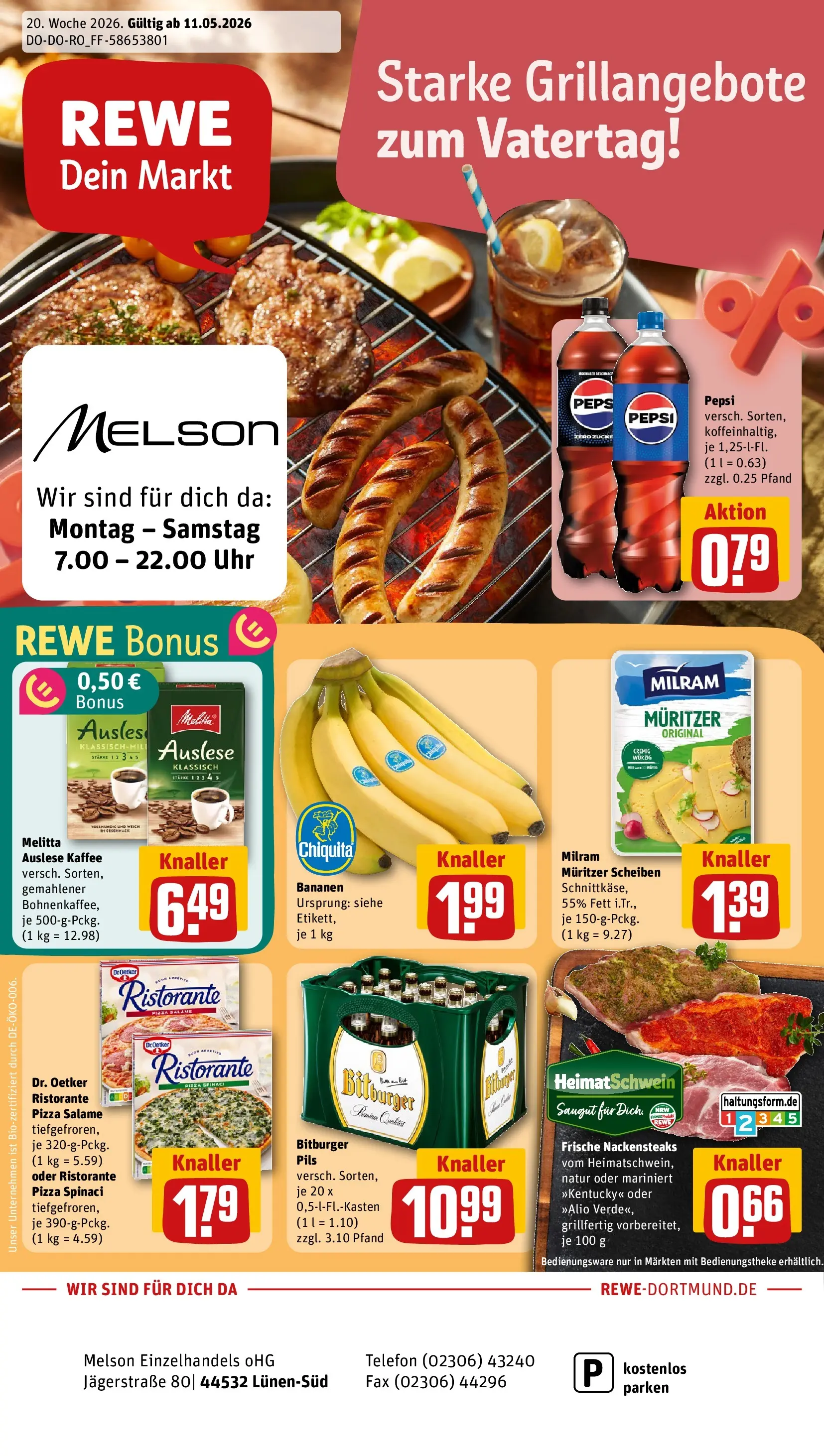 REWE Prospekt ab 10.05.2026 zum Blättern » Angebote | Seite: 1 | Produkte: Ristorante, Milram, Pepsi, Pizza