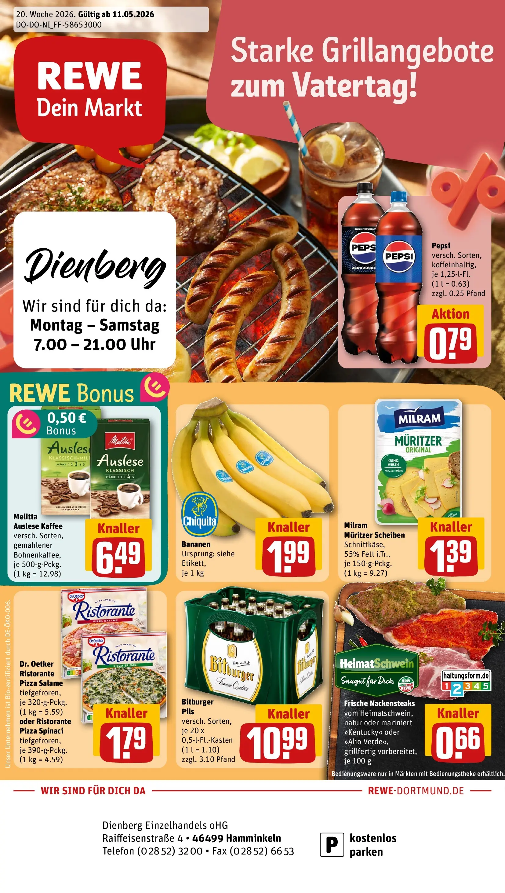 REWE Prospekt ab 10.05.2026 zum Blättern » Angebote | Seite: 1 | Produkte: Ristorante, Melitta, Pils, Pepsi