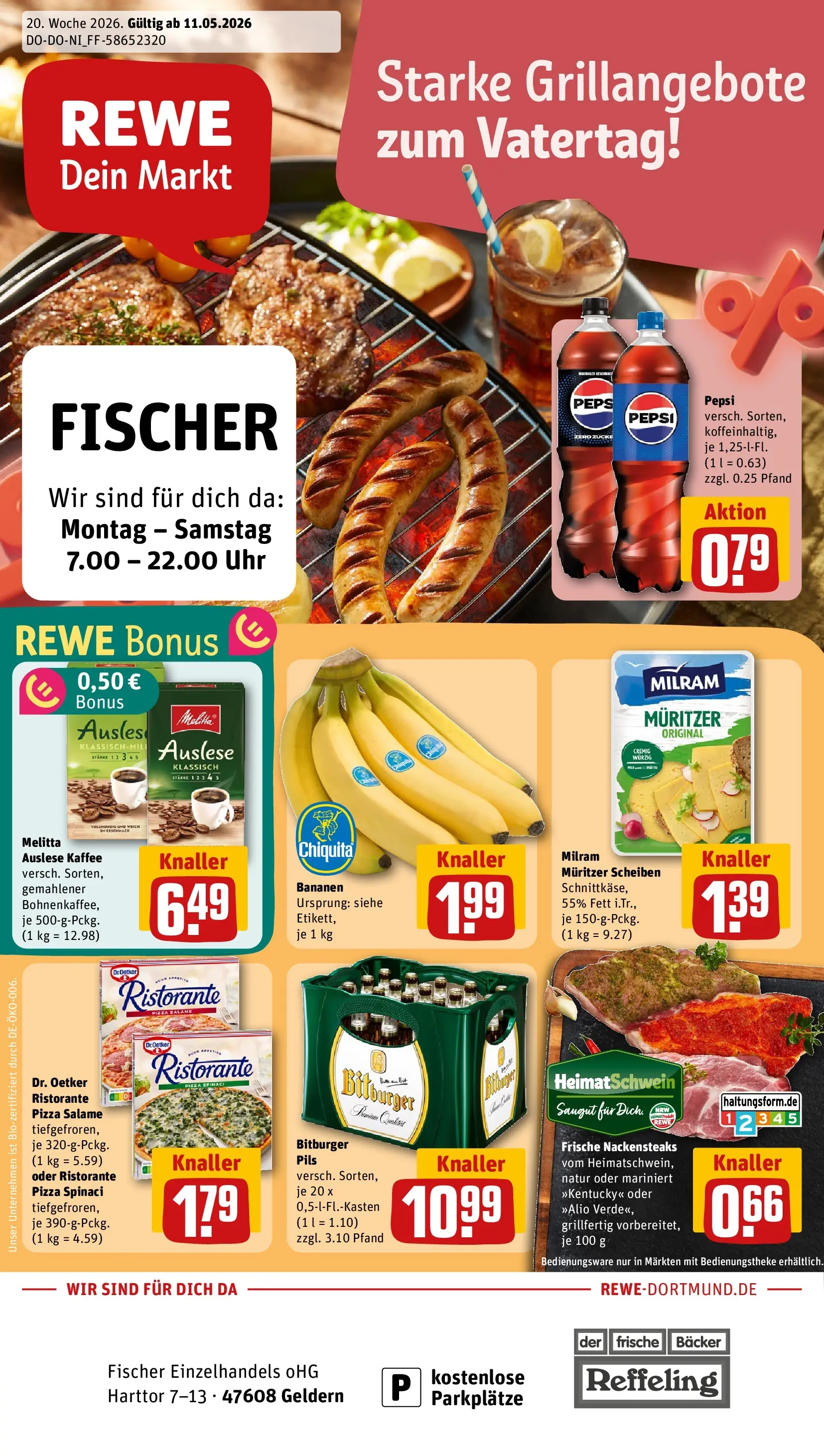 REWE Prospekt ab 10.05.2026 zum Blättern » Angebote | Seite: 1 | Produkte: Bitburger, Melitta, Milram, Pizza