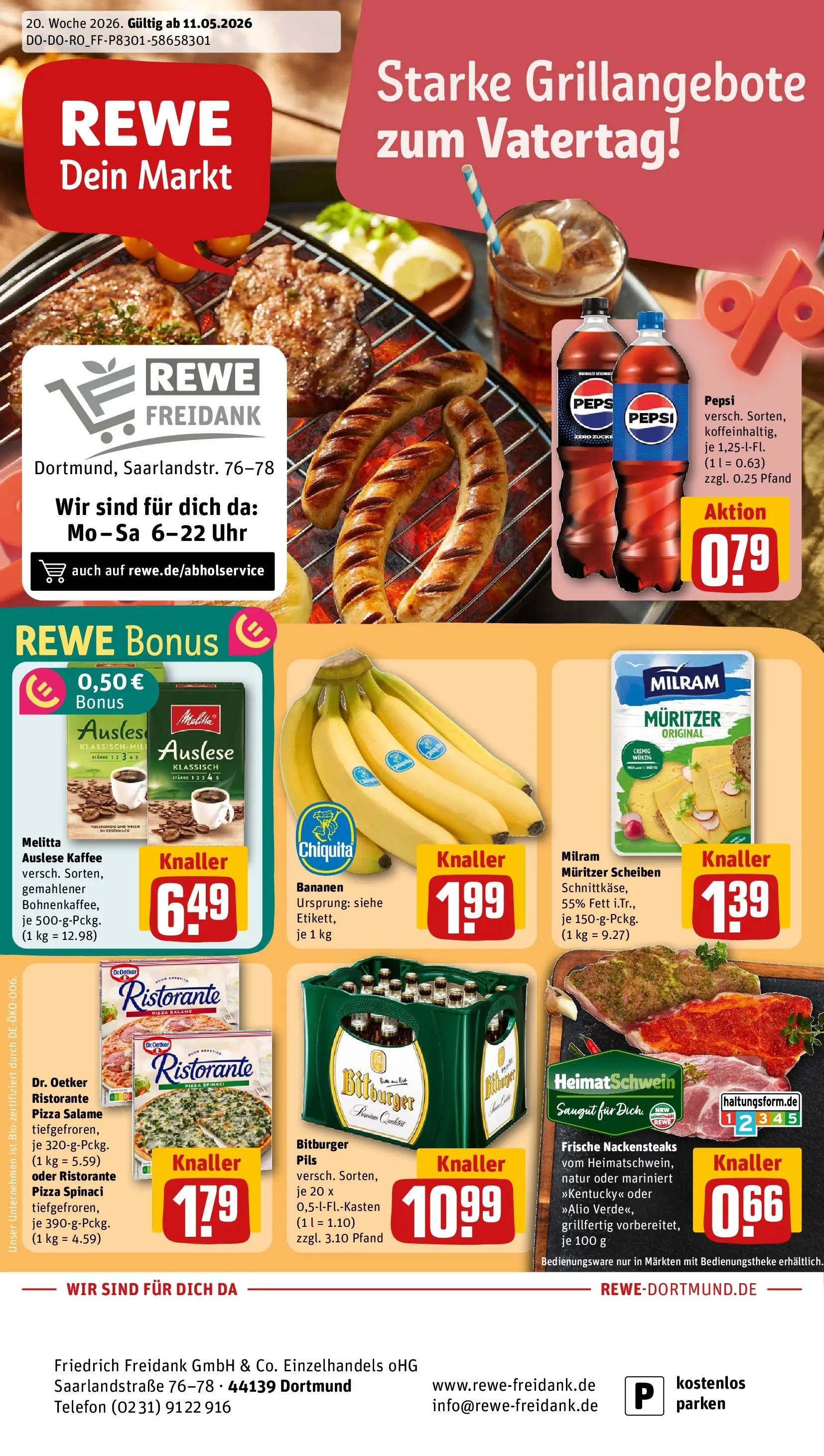 REWE Prospekt ab 10.05.2026 zum Blättern » Angebote | Seite: 1 | Produkte: Ristorante, Kaffee, Milram, Pizza