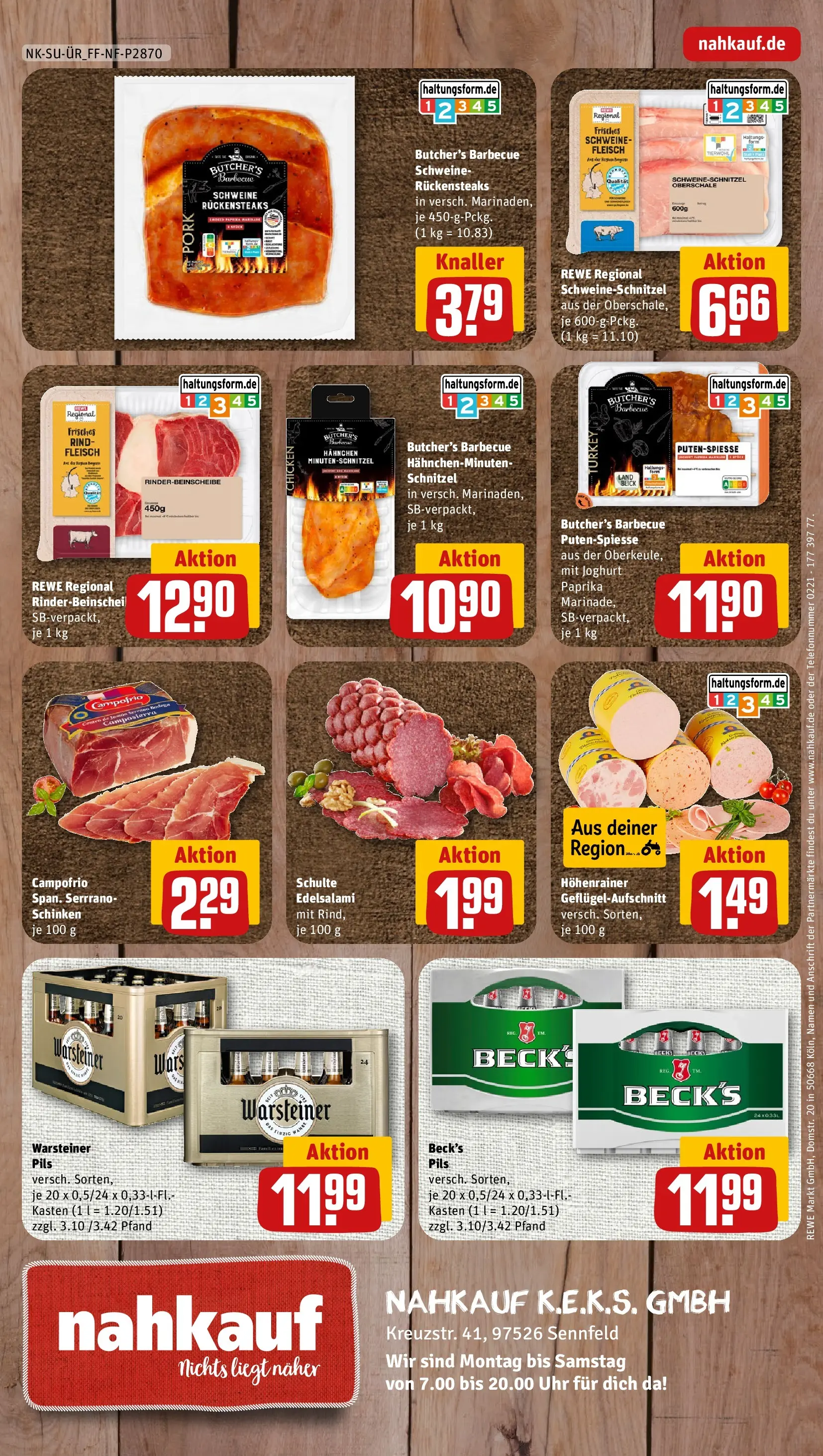 REWE Prospekt ab 10.05.2026 zum Blättern » Angebote | Seite: 8 | Produkte: Hahnchen, Warsteiner, Salami, Schinken