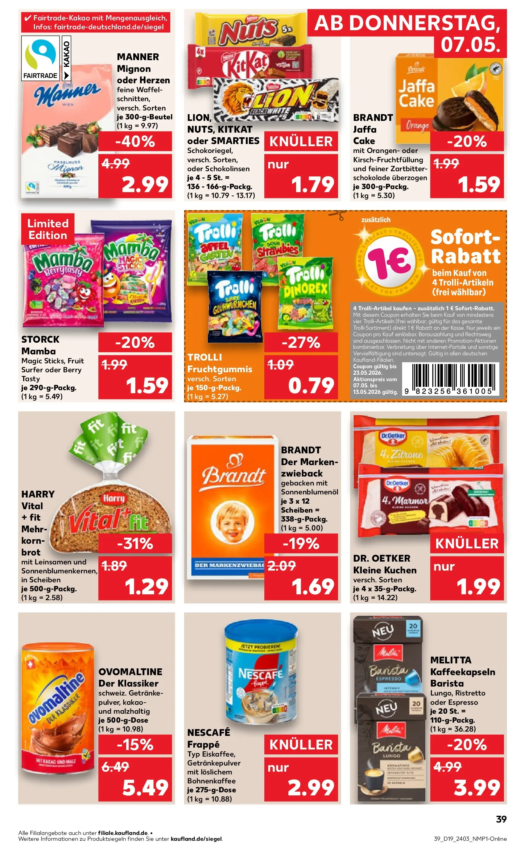 Prospekt Kaufland ab 07.05.2026 » Angebote Online zum Blättern | Seite: 39 | Produkte: Ovomaltine, Schokolade, Smarties, Zitrone