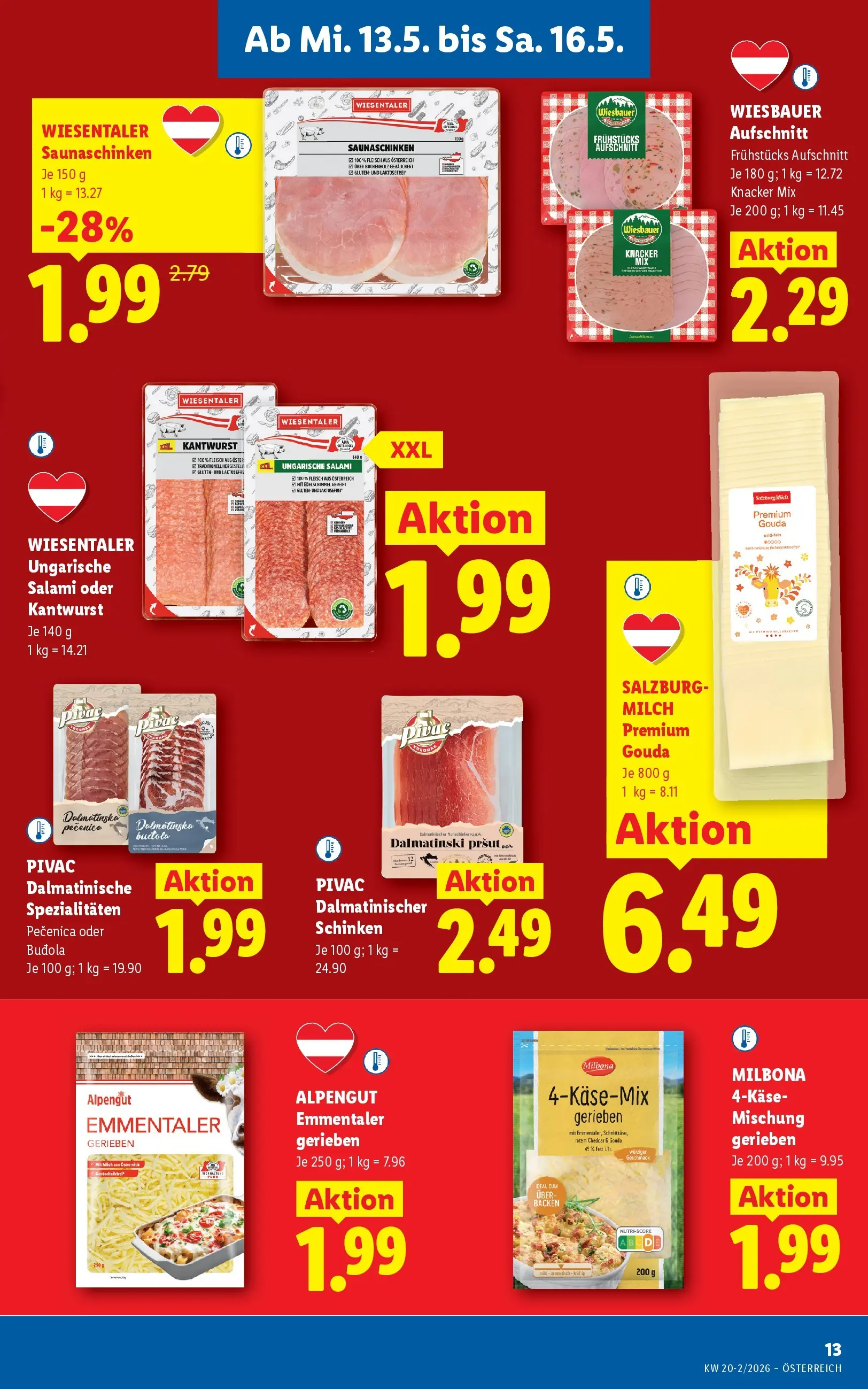 Lidl - Lidl ab 13.05.2026 - Angebote ab donnerstag | Seite: 17 | Produkte: Milch, Salami, Schinken