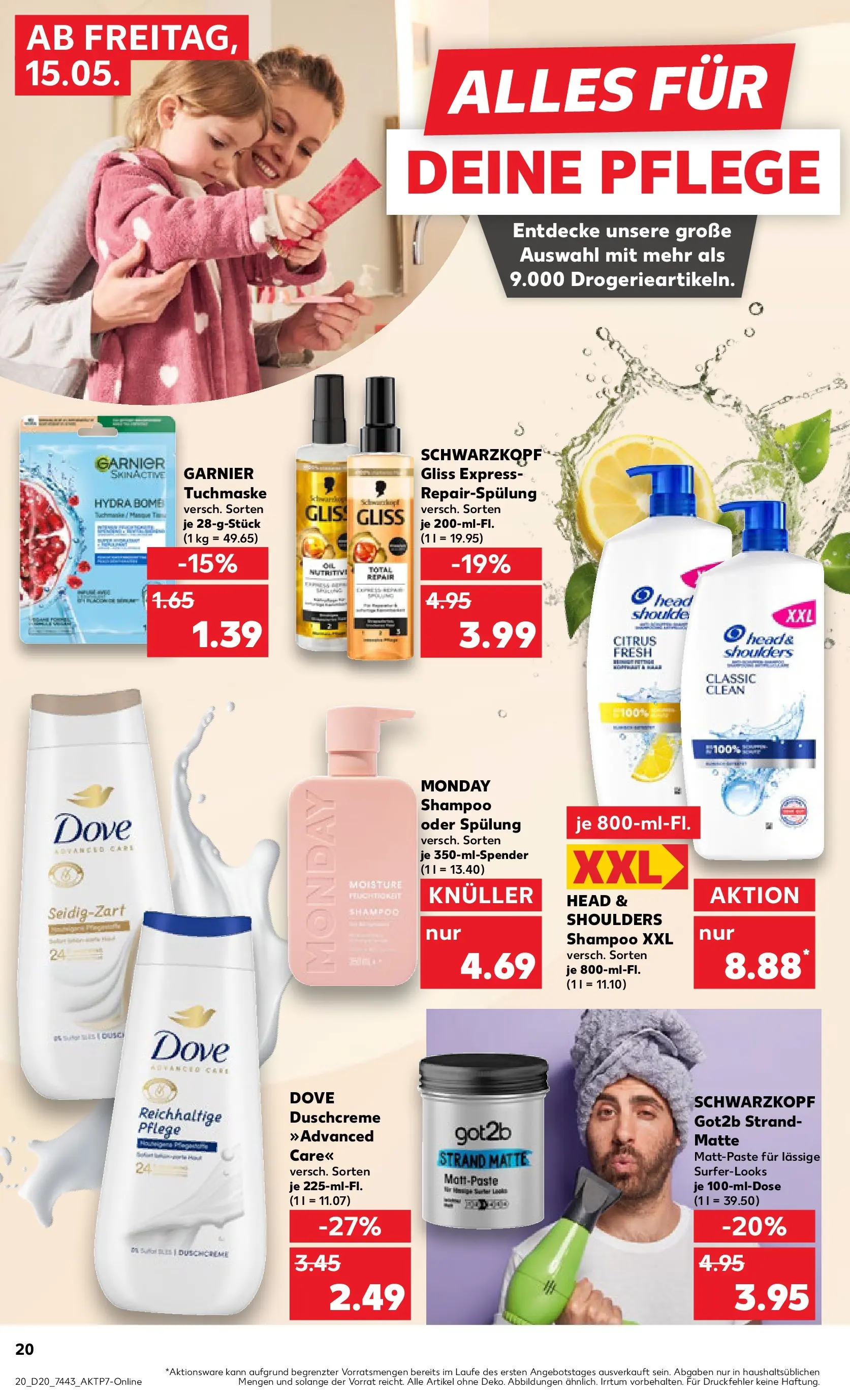 Prospekt Kaufland ab 15.05.2026 » Angebote Online zum Blättern | Seite: 20 | Produkte: Head & shoulders, Shampoo, Duschcreme, Tuchmaske