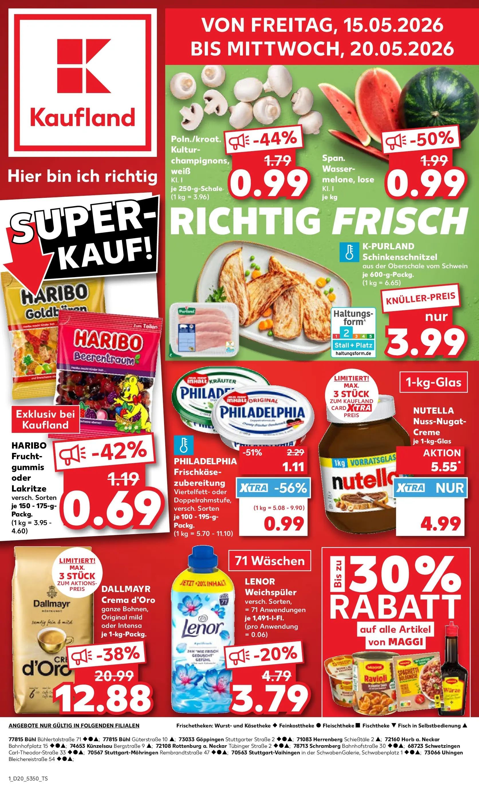 Prospekt Kaufland ab 15.05.2026 » Angebote Online zum Blättern | Seite: 1 | Produkte: Creme, Nutella, Dallmayr, Wurst