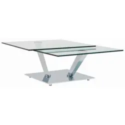 Couchtisch in Metall, Glas 84-129/106/40 cm