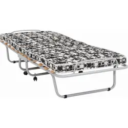 Klappbett 80/190 cm Schwarz, Wei&szlig;, Alufarben
