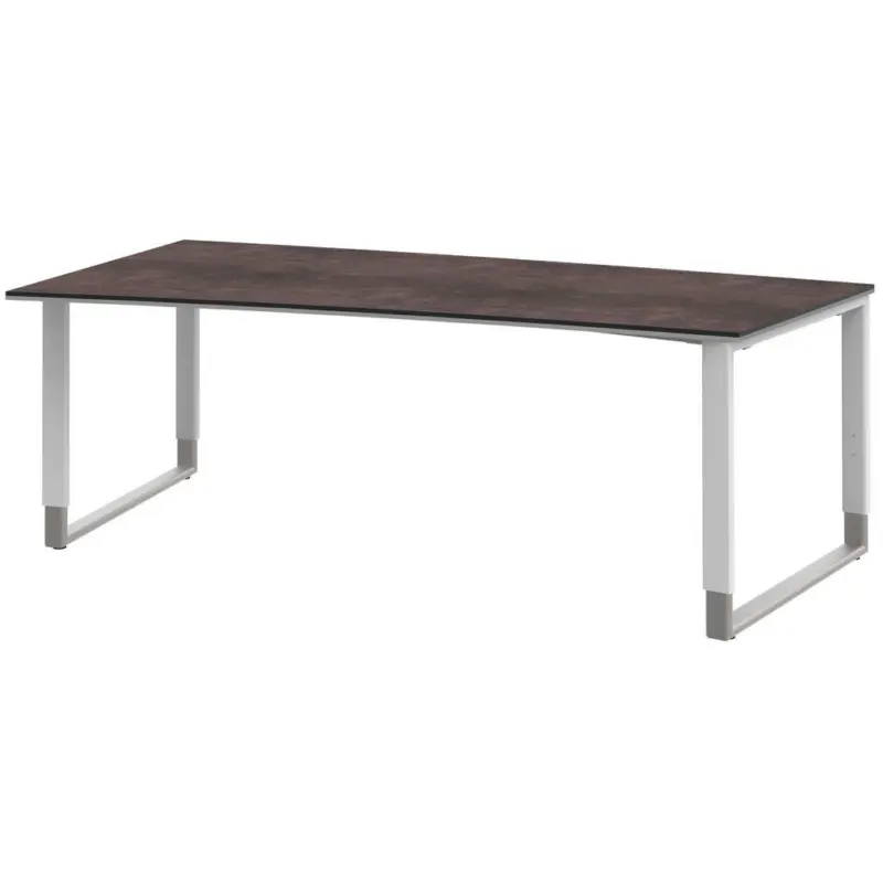 Schreibtisch 200/100/68-82 cm Grau, Wei&szlig;, Alufarben