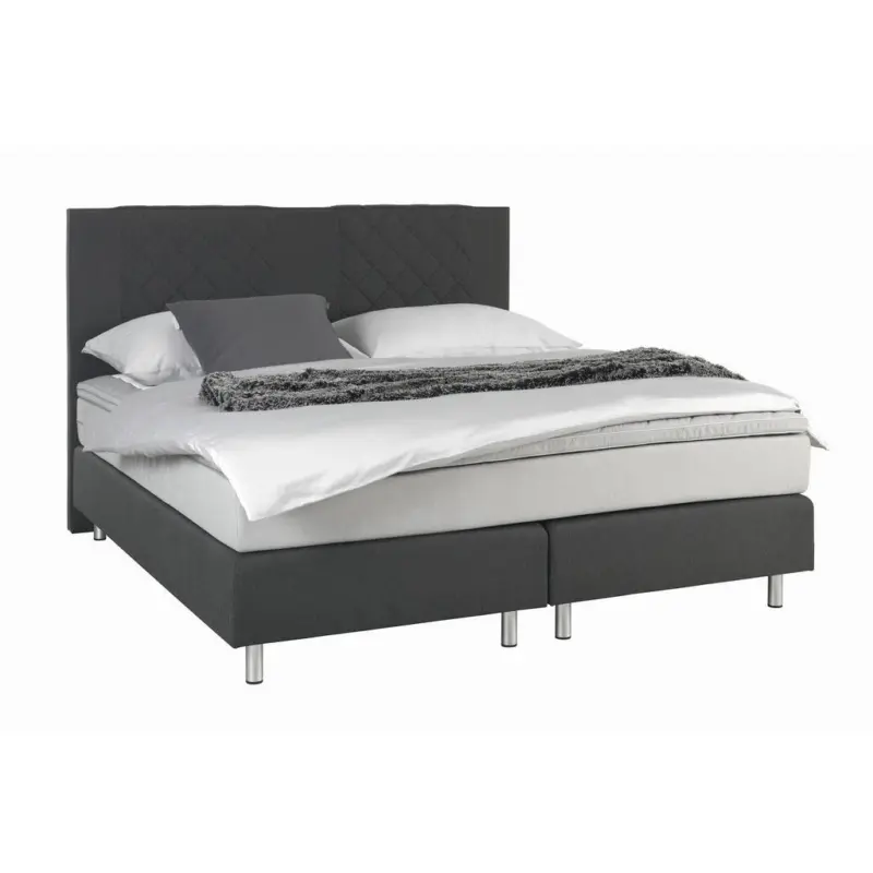 Boxspringbett 160/200 cm in Anthrazit, Hellgrau