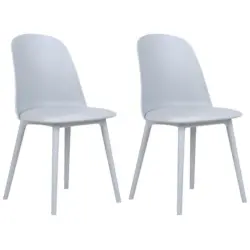 Stuhl 2er-Set Kunststoff/Kunstleder hellblau Fomby