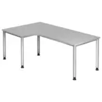 XXXLutz Lauterach - Ihr M&ouml;belhaus bei Bregenz Eckschreibtisch 200/120/68-76 cm Grau, Silberfarben h&ouml;henverstellbar, seitenverkehrt montierbar