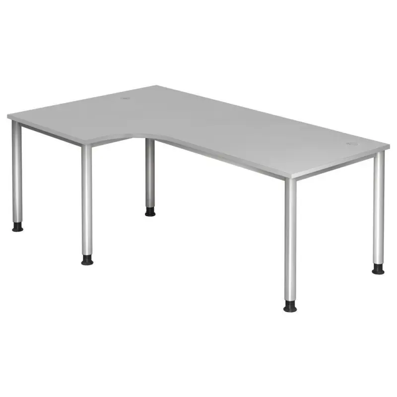 Eckschreibtisch 200/120/68-76 cm Grau, Silberfarben h&ouml;henverstellbar, seitenverkehrt montierbar
