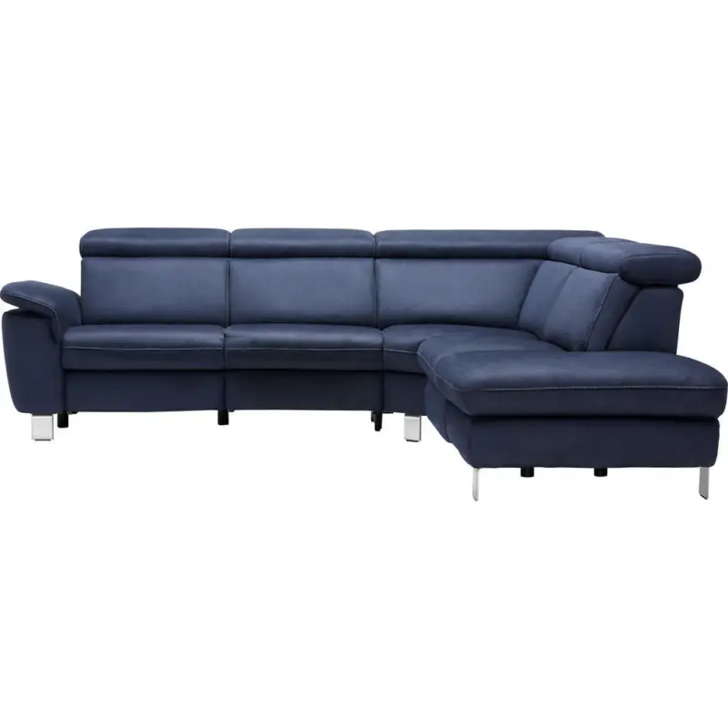 Ecksofa in Flachgewebe, Mikrofaser Dunkelblau 271/239 cm