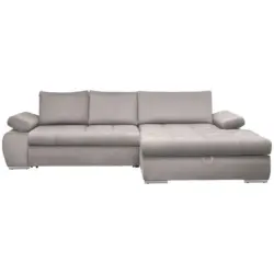 Ecksofa in Flachgewebe Hellgrau 294/173 cm