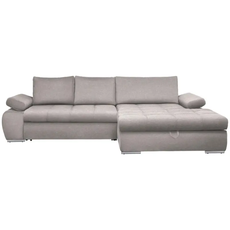 Ecksofa in Flachgewebe Hellgrau 294/173 cm