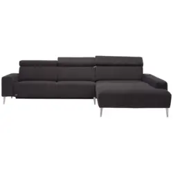 Ecksofa in Webstoff Dunkelbraun 308/205 cm