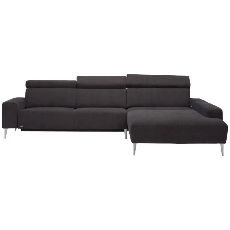 Ecksofa in Webstoff Dunkelbraun 308/205 cm