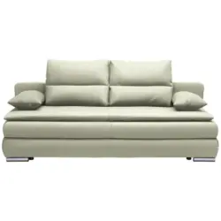 Schlafsofa in Webstoff Silberfarben, Hellgr&uuml;n