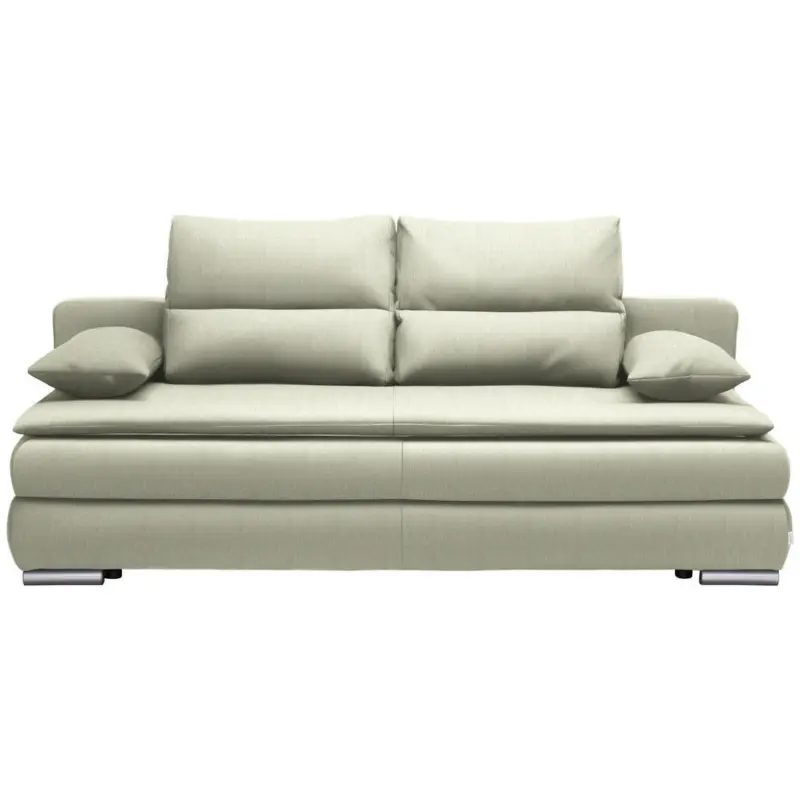 Schlafsofa in Webstoff Silberfarben, Hellgr&uuml;n