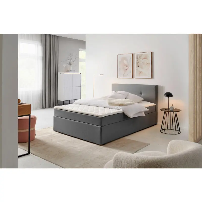 Boxbett 120/200 cm in Grau