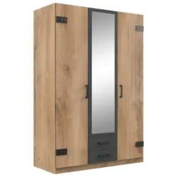 Dreht&uuml;renschrank in Graphitfarben, Eichefarben