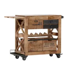 Barwagen in massiv Braun, Schwarz