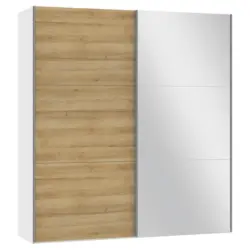 Schwebet&uuml;renschrank in Wei&szlig;, Eichefarben
