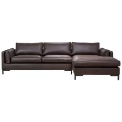 Ecksofa in Lederlook Dunkelbraun 295/160 cm
