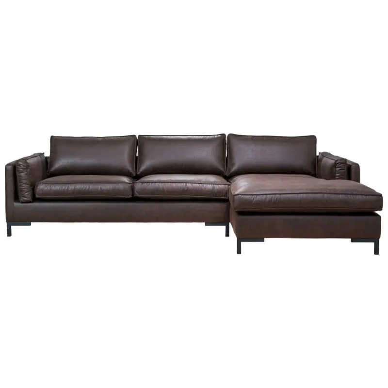 Ecksofa in Lederlook Dunkelbraun 295/160 cm