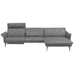 Ecksofa in Lederlook Hellgrau 330/174 cm
