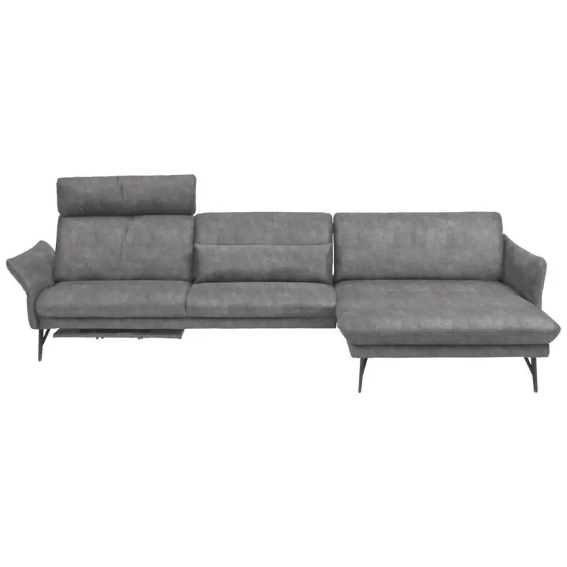 Ecksofa in Lederlook Hellgrau 330/174 cm