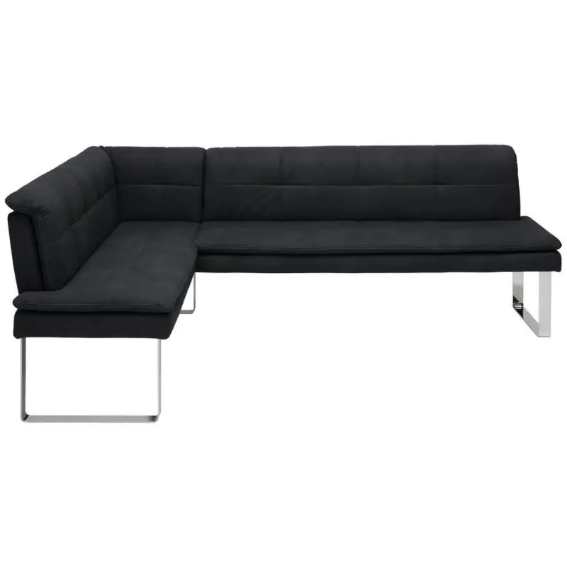Eckbank 174/213 cm in Schwarz, Chromfarben