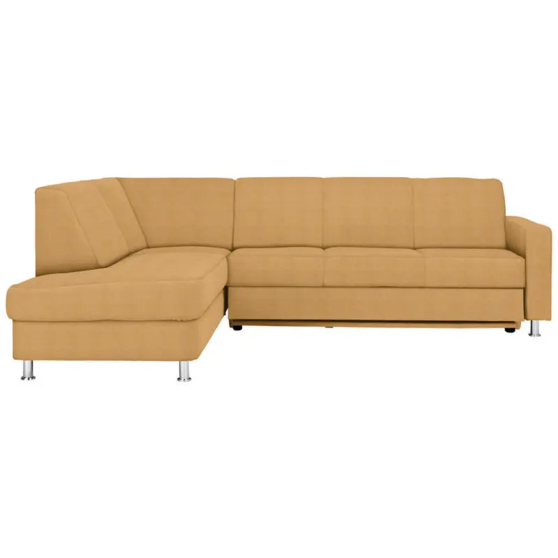 Ecksofa in Flachgewebe Gelb 198/256 cm