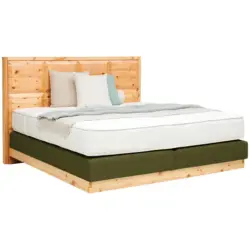 Boxspringbett 160/200 cm in Gr&uuml;n, Zirbelkieferfarben