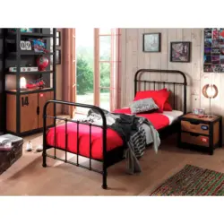 Kinder-/Juniorbett 90/200 cm in Schwarz