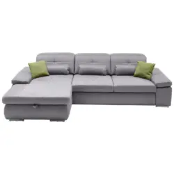 Ecksofa in Flachgewebe Grau 309/195 cm