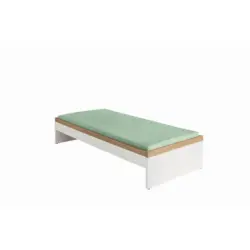 Bett 90/200 cm in Wei&szlig;, Eichefarben