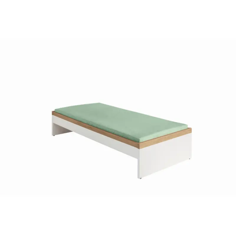 Bett 90/200 cm in Wei&szlig;, Eichefarben