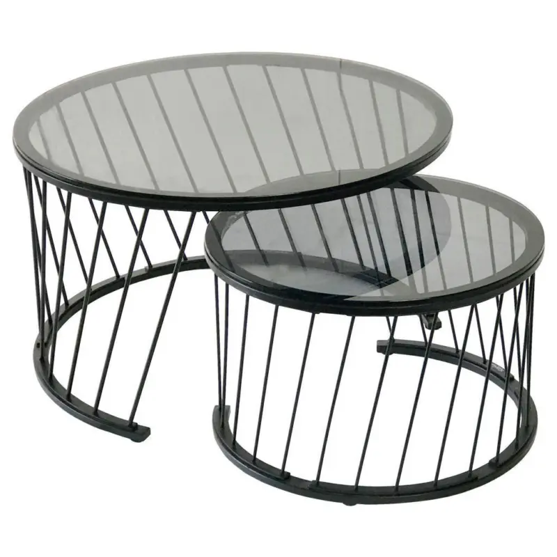 Couchtischset in Metall, Glas 70/70/42 cm