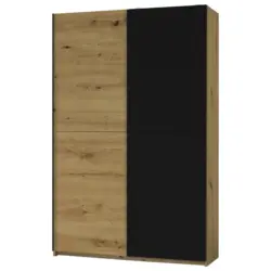 Schwebet&uuml;renschrank in Schwarz, Eichefarben