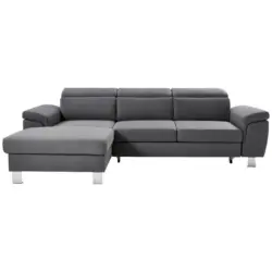 Ecksofa in Webstoff Grau 167/250 cm