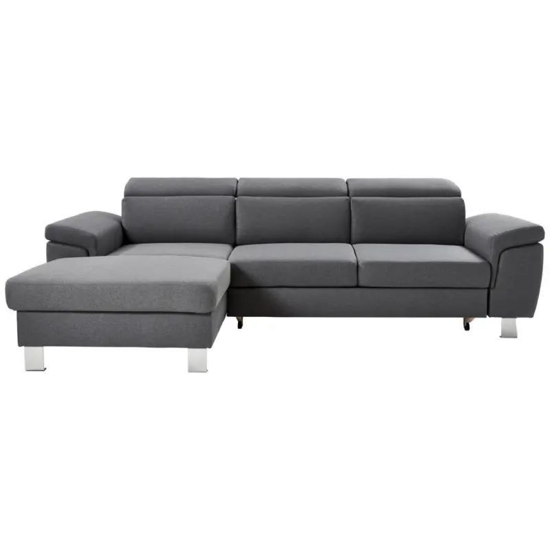 Ecksofa in Webstoff Grau 167/250 cm