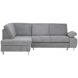 Ecksofa in Flachgewebe Dunkelgrau 186/255 cm
