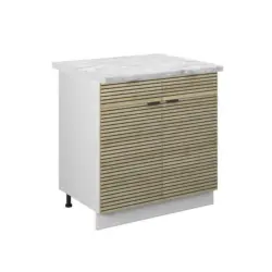 K&uuml;chenunterschrank Fame-Line Eiche Paneel 80 cm , AP Marmor