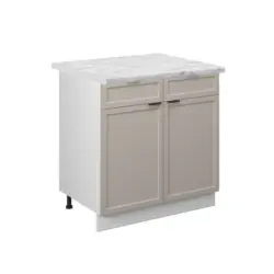 K&uuml;chenunterschrank Fame-Line GrauBeige 80 cm , AP Marmor