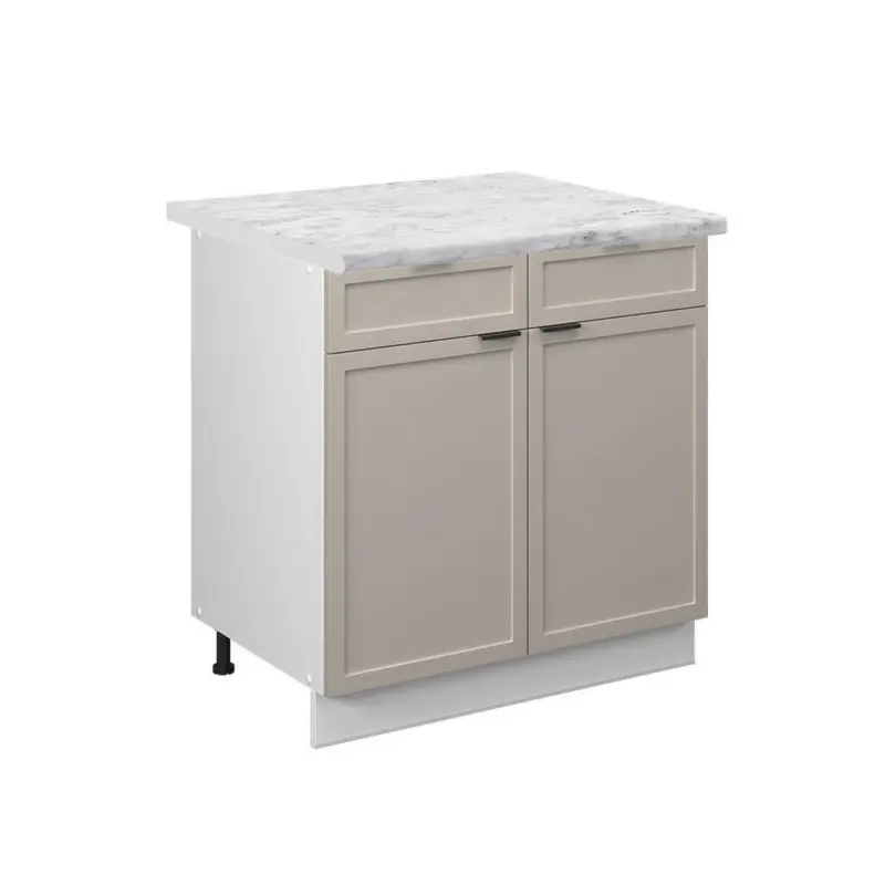 K&uuml;chenunterschrank Fame-Line GrauBeige 80 cm , AP Marmor