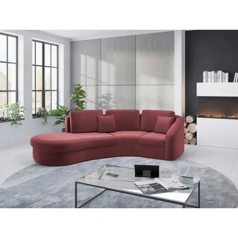 Ecksofa Jazz V in Samt Aubergine 230/266 cm