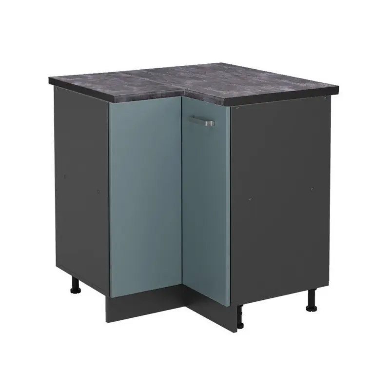 Eckunterschrank R-Line Blau-Grau 75.6 cm , AP Anthrazit